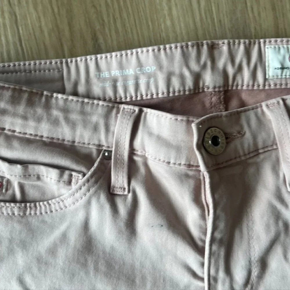 Ag Adriano goldschmied prima crop Powder pink midrise cigarette crop Size 25R - Picture 7 of 9